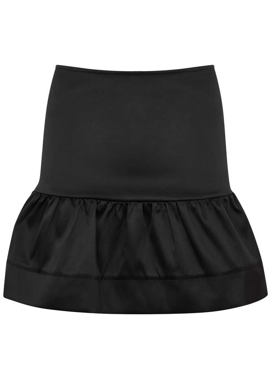 Ganni Peplum Satin Mini Skirt - Black - 38 (UK10 / S)