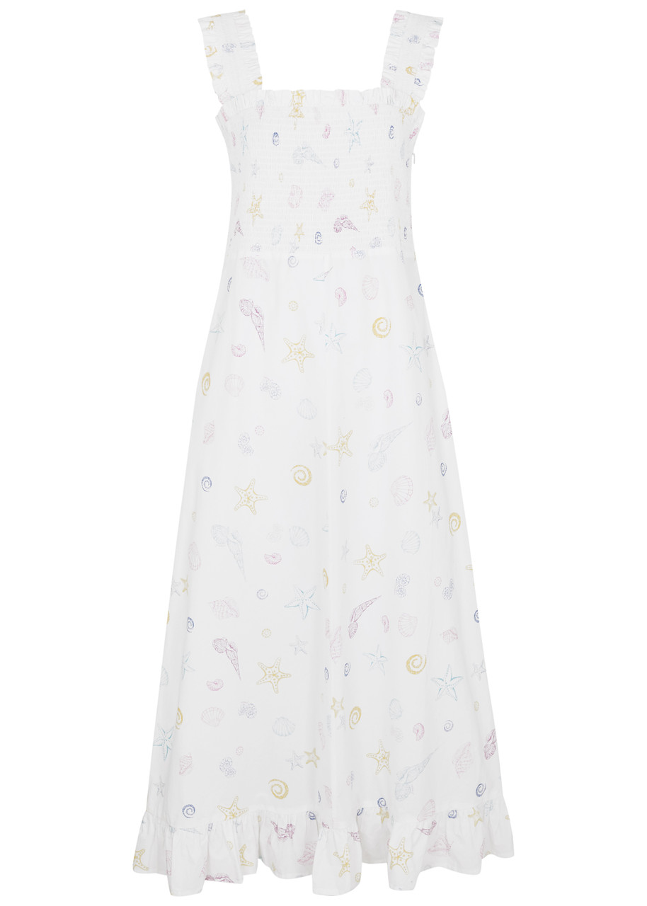 Ganni Printed Cotton-poplin Maxi Dress - White - 16