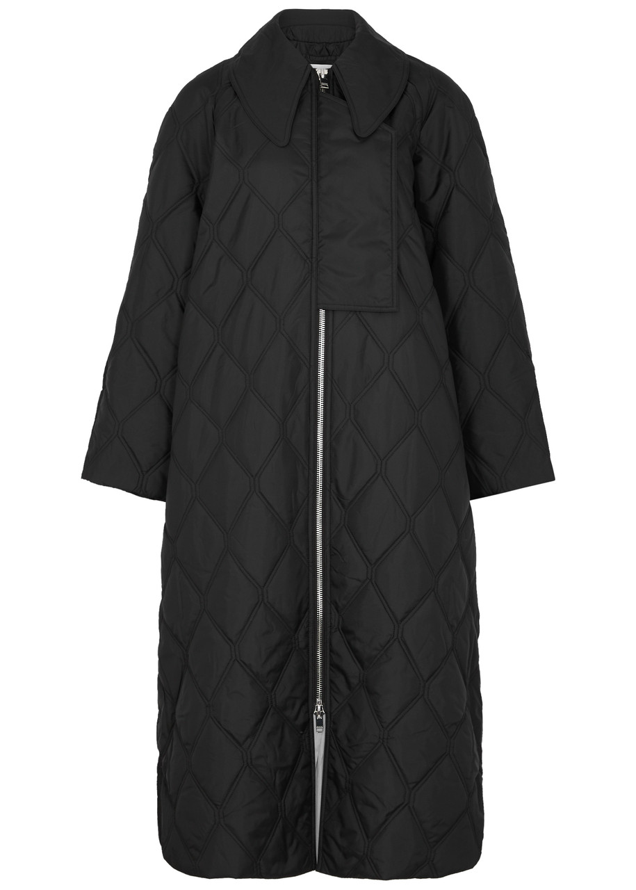 Ganni Quilted Ripstop Shell Coat - Black - 38 (UK10 / S)