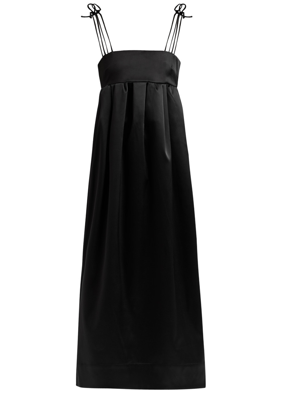 Ganni Satin Maxi Dress - Black - 42 (UK14 / L)