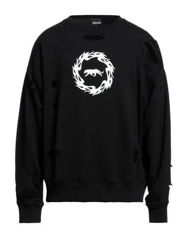 Just Cavalli Man Sweatshirt Black Size XS Cotton, Elastane
