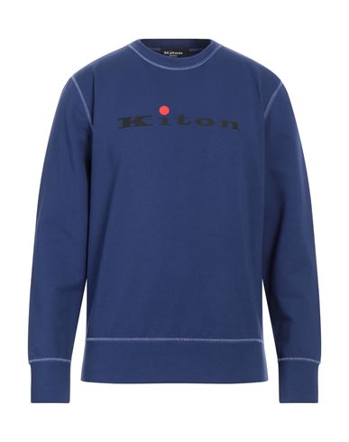 Kiton Man Sweatshirt Blue Size XL Cotton, Elastane