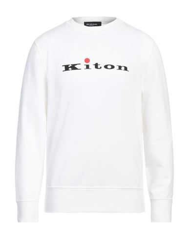 Kiton Man Sweatshirt White Size XL Cotton, Elastane