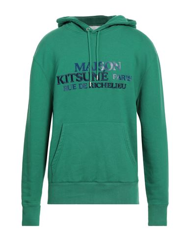 Maison Kitsuné Man Sweatshirt Green Size XXL Cotton, Wool