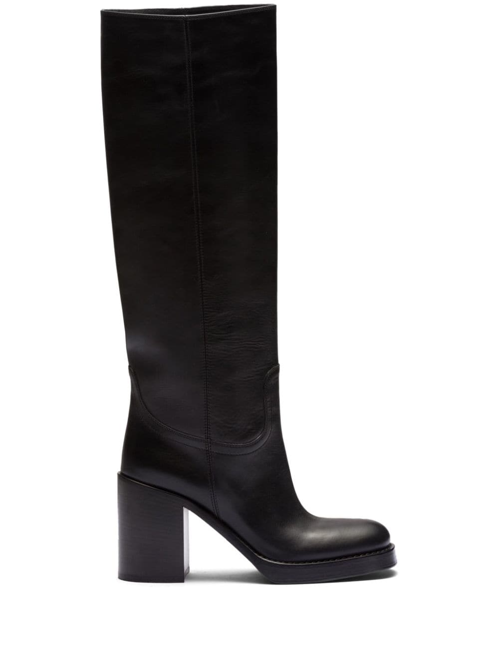 Prada 90mm knee-high leather boots - Black