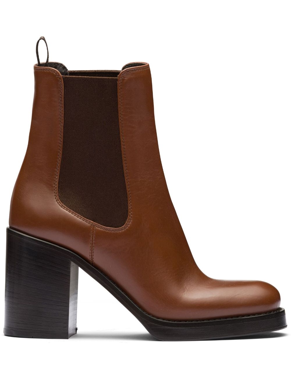 Prada brushed leather 85mm ankle boots - Brown