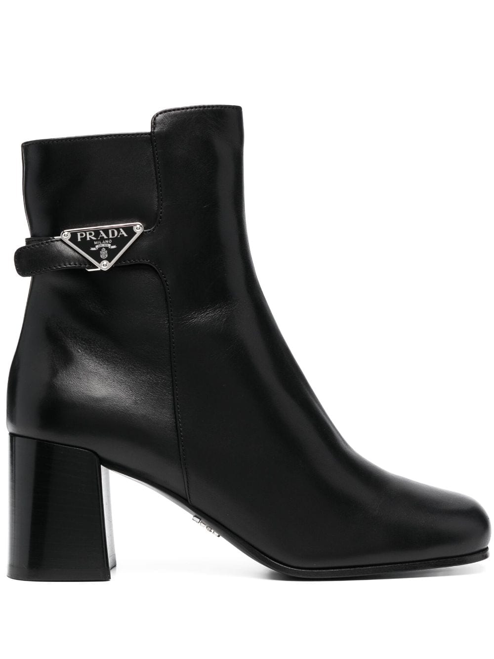 Prada triangle-plaque ankle boots - Black