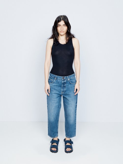 Raey - Carrot Cropped Organic-cotton Jeans - Womens - Dark Blue
