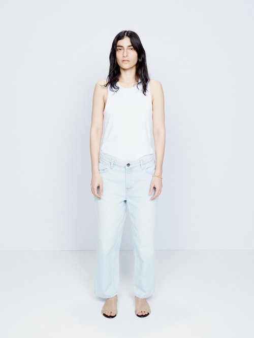 Raey - Carrot Cropped Organic-cotton Jeans - Womens - Light Blue