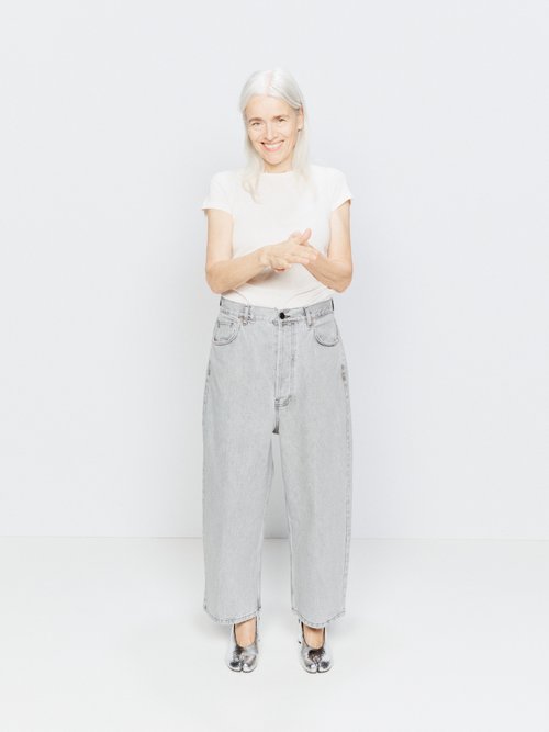 Raey - Crop Drop Organic-cotton Low-rise Baggy Jeans - Womens - Light Grey