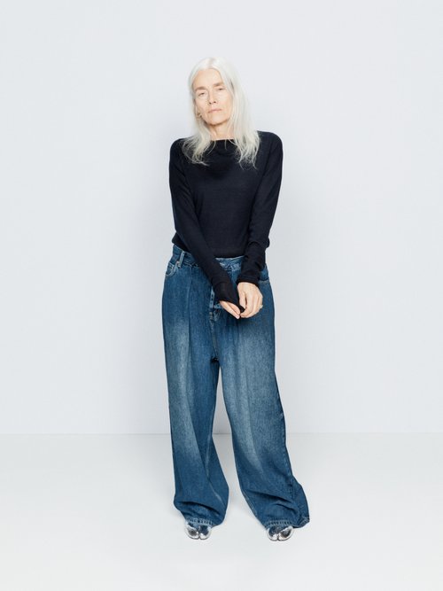 Raey - Extra Fold Lyocell Wide-leg Jeans - Womens - Dark Blue