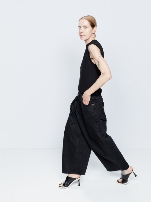 Raey - Extra Fold Organic-cotton Wide-leg Jeans - Womens - Black