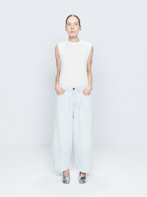Raey - Extra-fold Organic-cotton Wide-leg Jeans - Womens - Light Blue