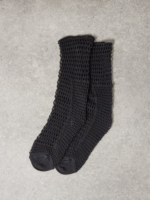 Raey - Fishnet Socks - Womens - Black