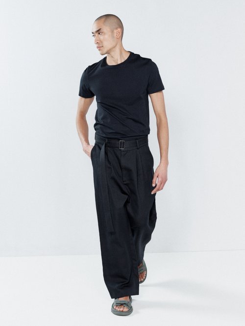 Raey - Fluid Wide-leg Cotton-blend Trousers - Mens - Black
