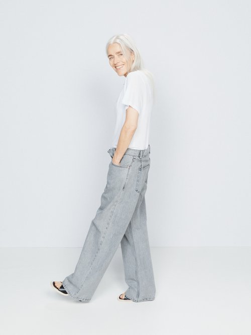 Raey - Fold Organic-cotton Dad Baggy Boyfriend Jeans - Womens - Light Grey