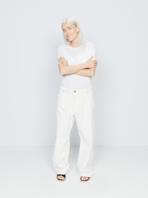 Raey - Fold Organic-cotton Dad Baggy Boyfriend Jeans - Womens - White
