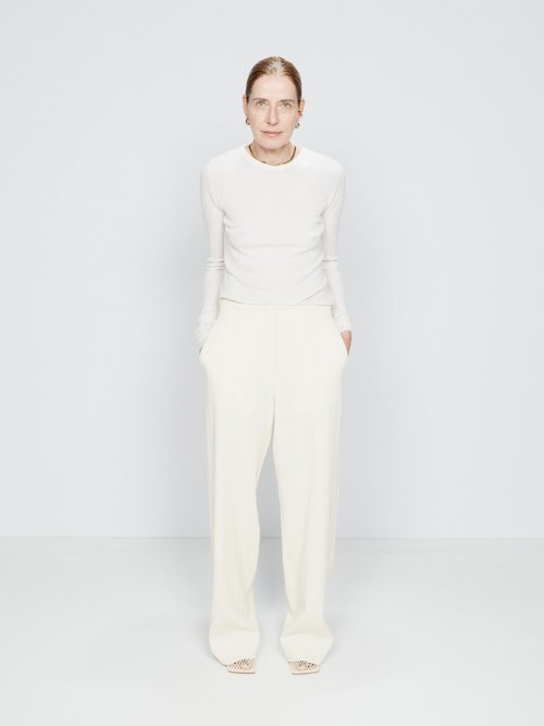 Raey - Front Seam Slubbed Wool-blend Suit Trousers - Womens - Ivory
