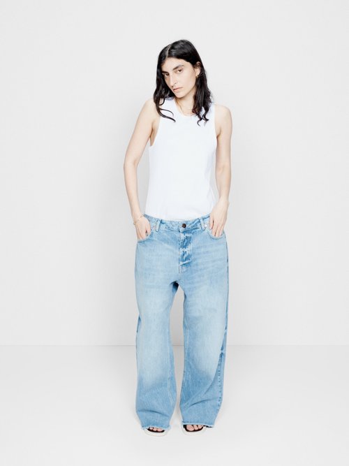 Raey - Gait Organic-cotton Blend Super Wide-leg Jeans - Womens - Light Blue