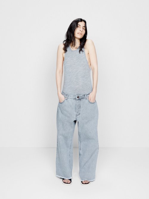 Raey - Gait Organic-cotton Super Wide-leg Jeans - Womens - Light Grey