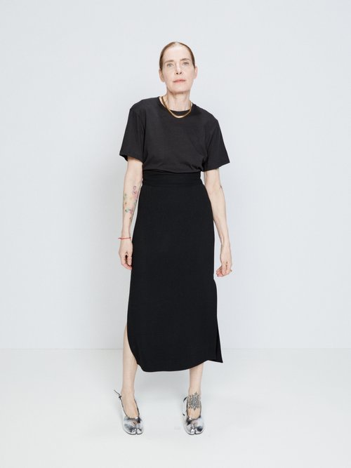 Raey - High-rise Organic Wool-blend Pencil Skirt - Womens - Black - 12 UK