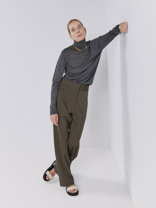 Raey - High-waist Organic-wool Tapered-leg Trouser - Womens - Khaki