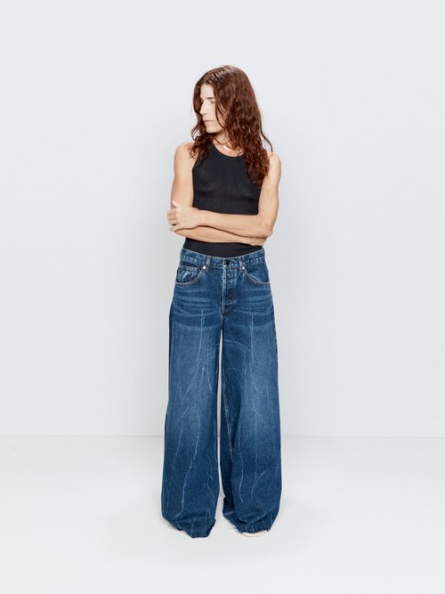Raey - Loon Organic-cotton Flared Jeans - Womens - Dark Blue