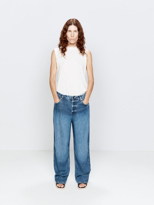 Raey - Lyocell Baggy Wide-leg Jeans - Womens - Dark Blue