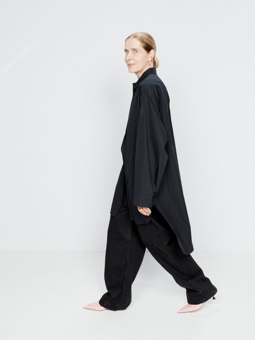Raey - Organic-cotton Longline Shirt - Womens - Dark Navy