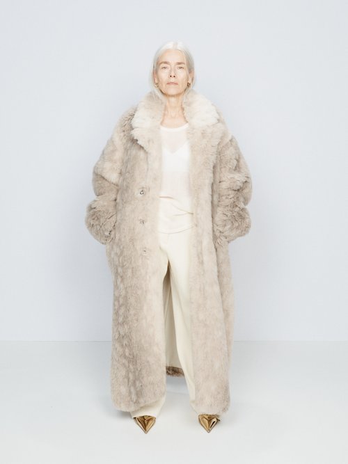 Raey - Oversized Faux-fur Maxi Coat - Womens - Beige