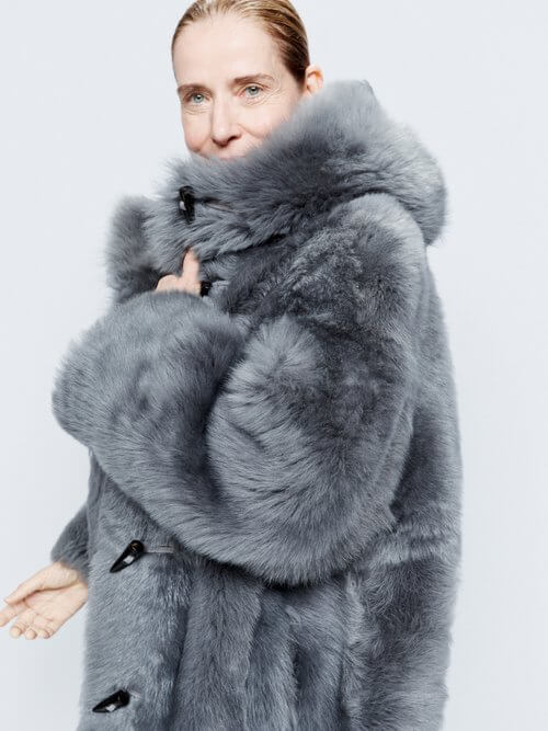Raey - Oversized Hooded Shearling Duffle Coat - Womens - Dark Grey