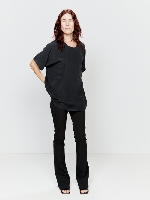 Raey - Oversized Woven-silk T-shirt - Womens - Black
