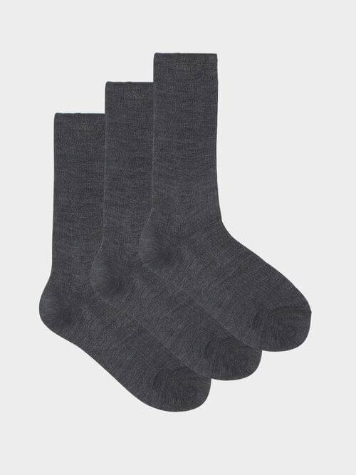 Raey - Pack Of Three Ribbed Silk Socks - Womens - Charcoal