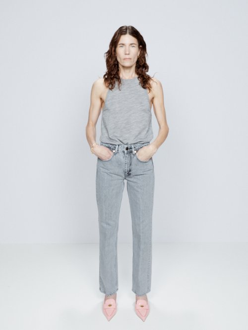 Raey - Push Organic-cotton Straight-leg Jeans - Womens - Light Grey