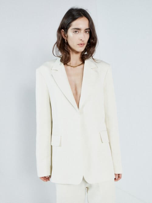 Raey - Relaxed Ramie And Cotton-blend Suit Jacket - Womens - Ivory