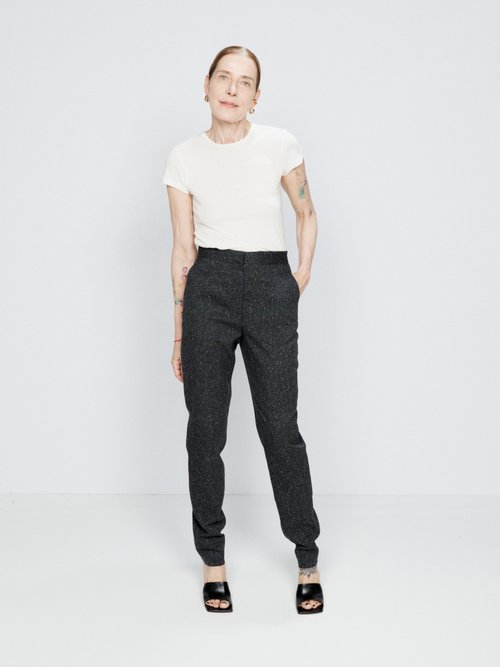 Raey - Slim-leg Speckled-tweed Trouser - Womens - Grey Multi