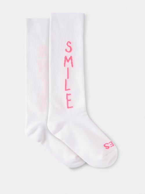 Raey - Smile Twinkle Toes Cotton-blend Socks - Womens - White Multi
