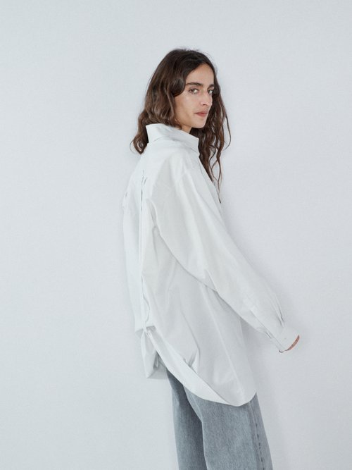 Raey - Strap-back Cotton Shirt - Womens - Light Grey