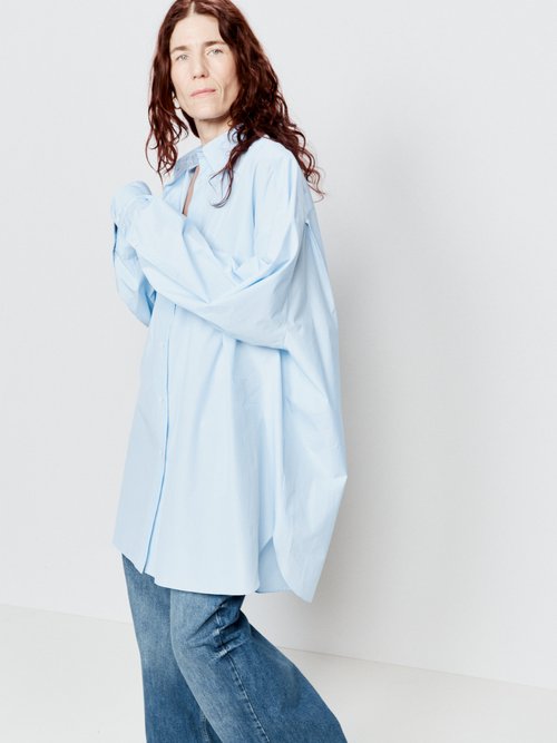 Raey - Super Oversized Cotton Shirt - Womens - Light Blue