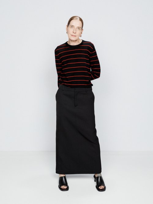 Raey - Textured Twill Maxi Skirt - Womens - Black - 12 UK