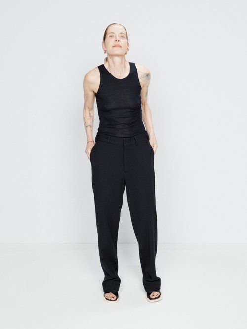 Raey - Uniform Recycled Wool-blend Tapered Trousers - Womens - Navy