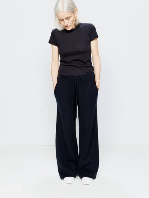 Raey - Wide-leg Knitted Cashmere Trousers - Womens - Navy