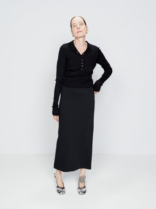 Raey - Wool-blend Pencil Skirt - Womens - Navy - 4 UK