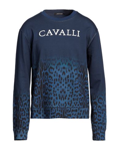 Roberto Cavalli Man Sweatshirt Navy blue Size XL Cotton