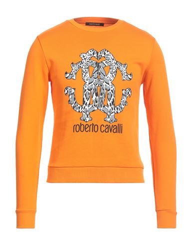 Roberto Cavalli Man Sweatshirt Orange Size S Cotton