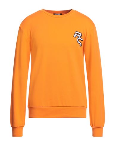 Roberto Cavalli Sport Man Sweatshirt Orange Size M Cotton, Polyester