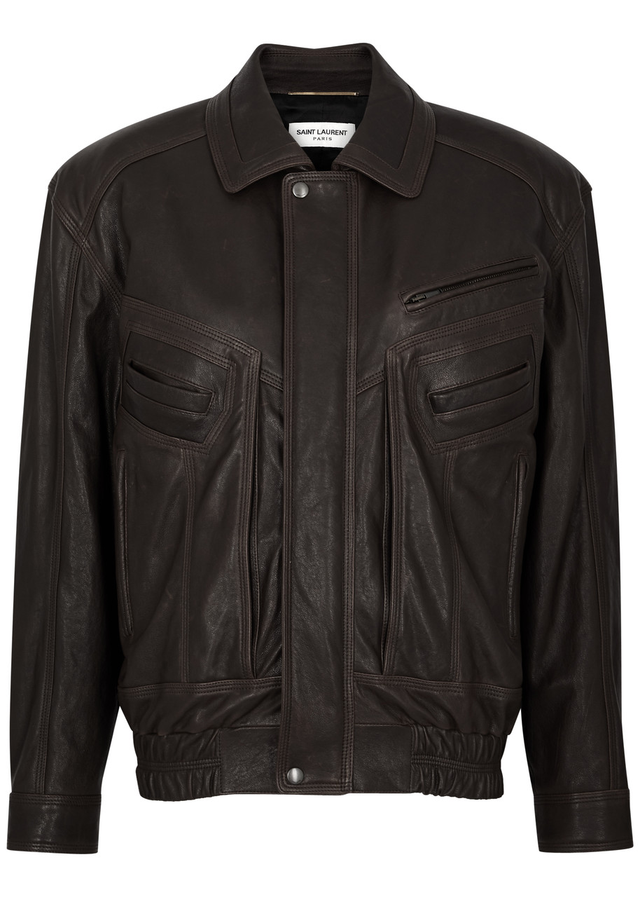 Saint Laurent Leather Jacket - Dark Brown - 40 (UK12 / M)