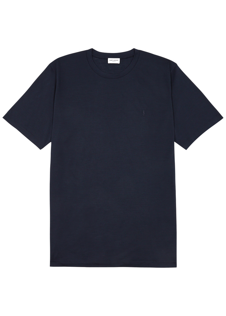 Saint Laurent Logo Wool-blend T-shirt - Navy - L