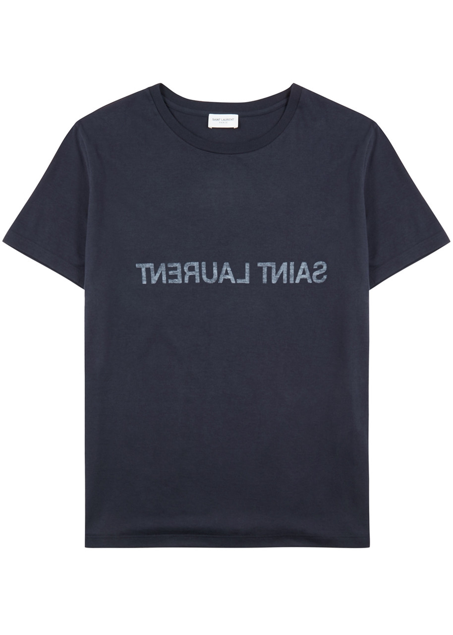 Saint Laurent Logo-print Cotton T-shirt - Blue - S