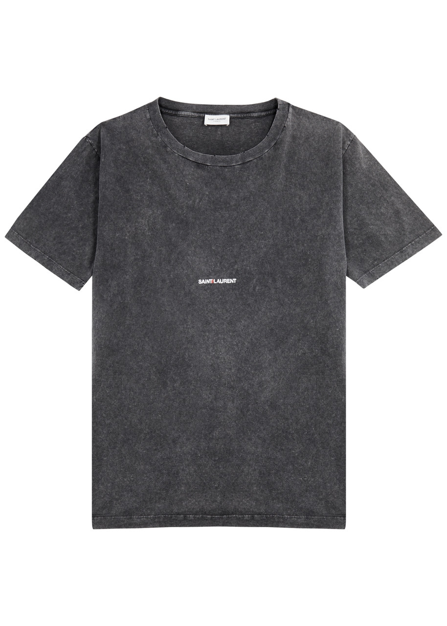 Saint Laurent Logo-print Cotton T-shirt - Dark Grey - M